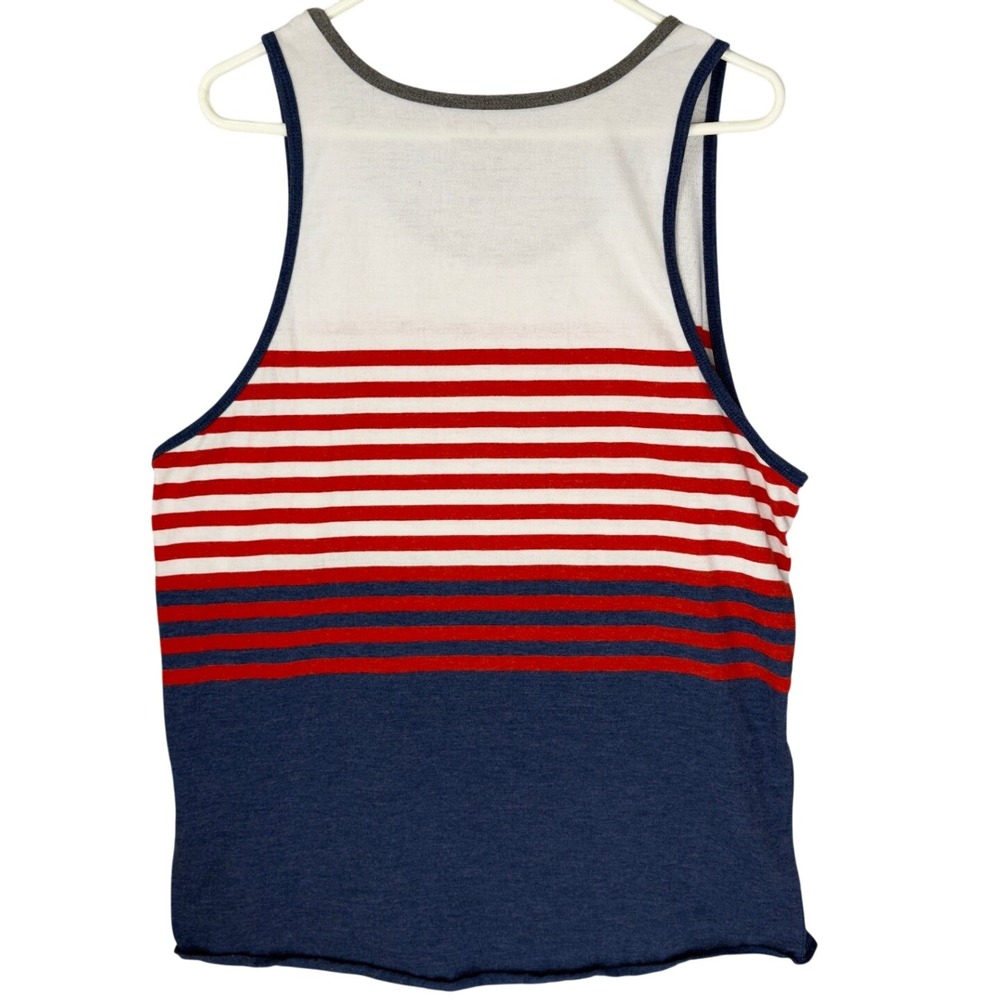 Mens Large American Eagle Red/White/Blue Striped Tank Top Beach USA *FLAW - Picture 2 of 10